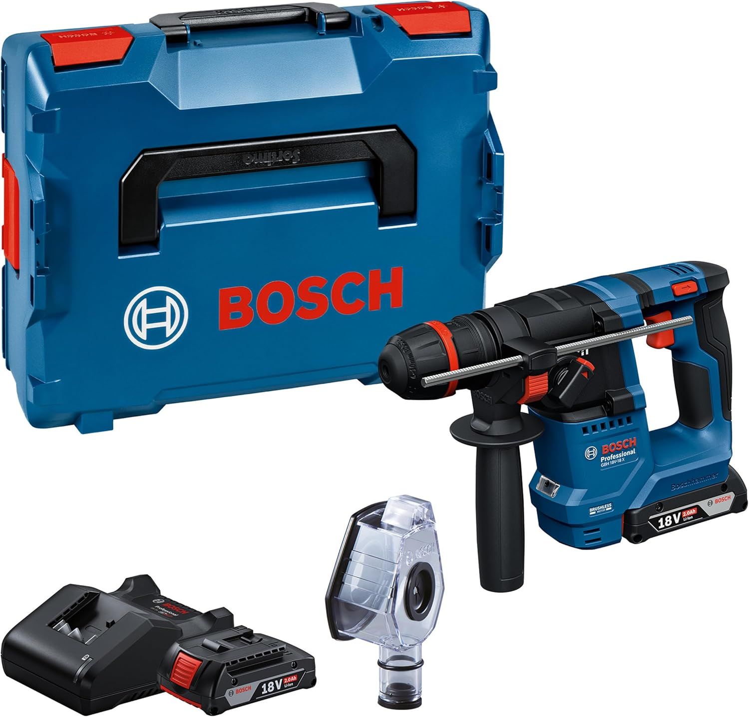 Akumulatora perforators Bosch GBH 18V-18 X Professional; 1,5 J; 18 V; 2x2,0 Ah akum.