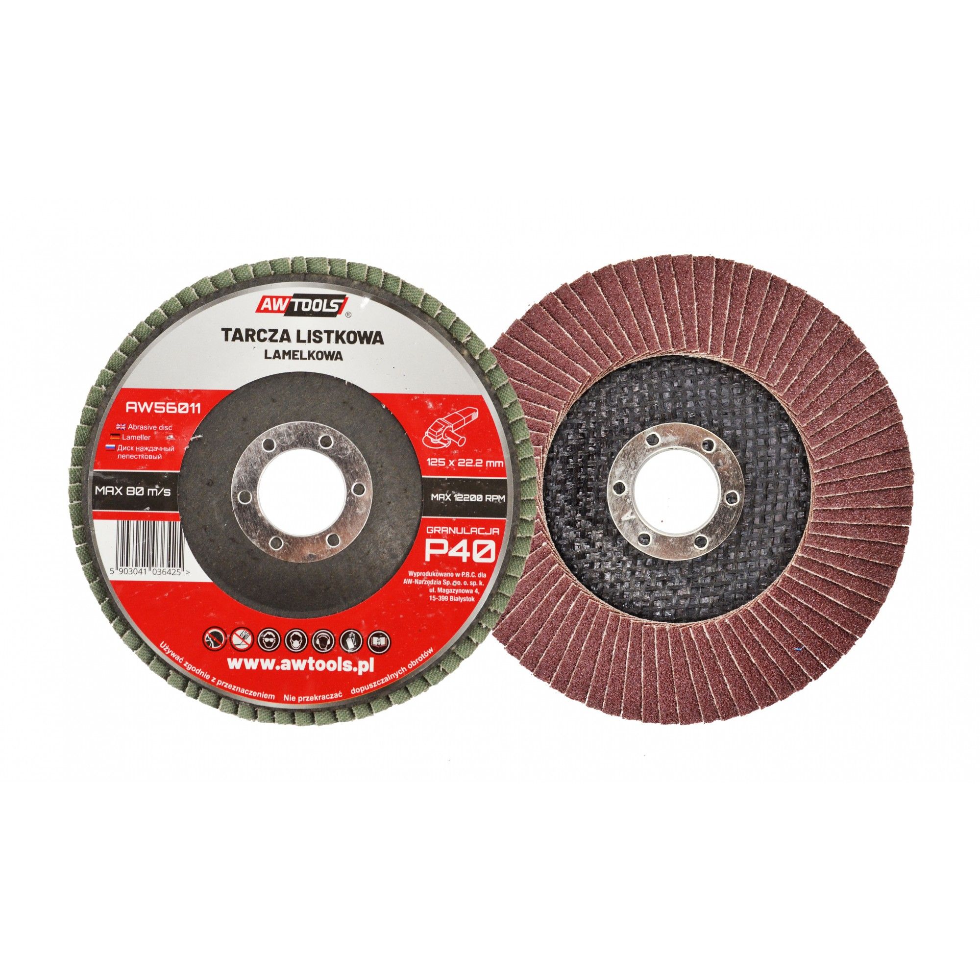 Lāpstveida slīpēšanas disks AWTools AW56010; 125 mm; P36