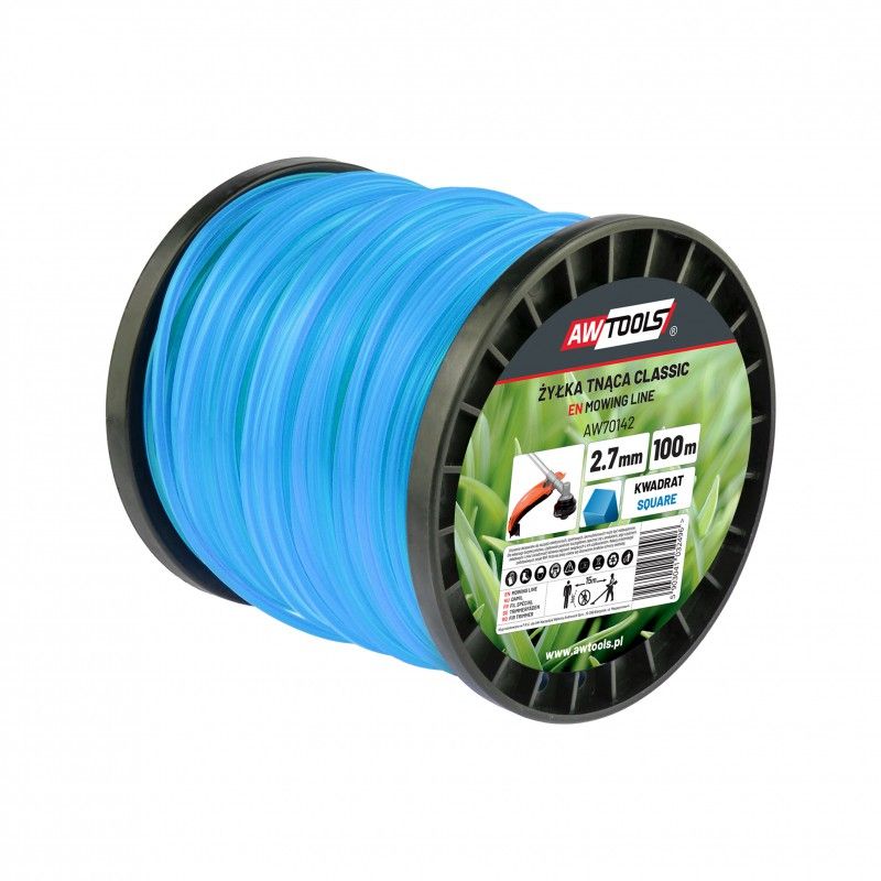 Aukla trimmerim AWTools AW70142; (2,7 mm/100 m) zila, kvadrātaina