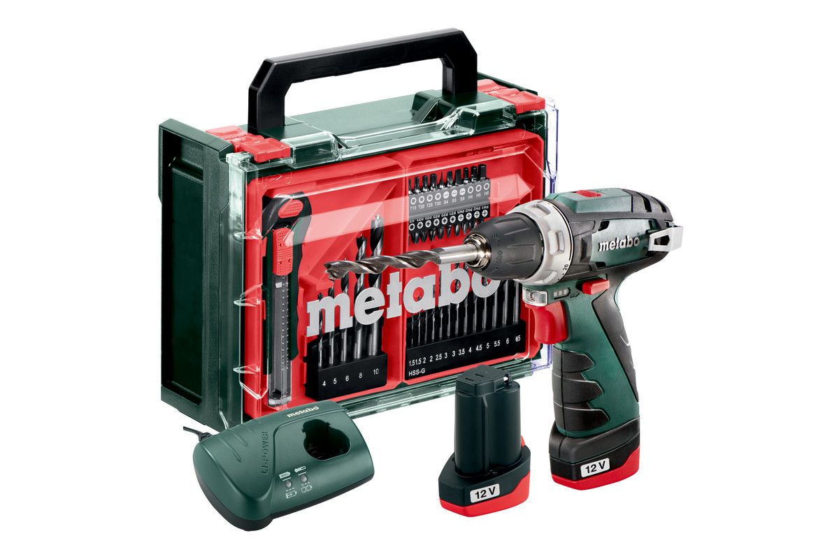 Akumulatora urbjmašīna-skrūvgriezis Metabo PowerMaxx BS Basic; 12 V; 2x2 Ah  akumulators. + aksesuāri