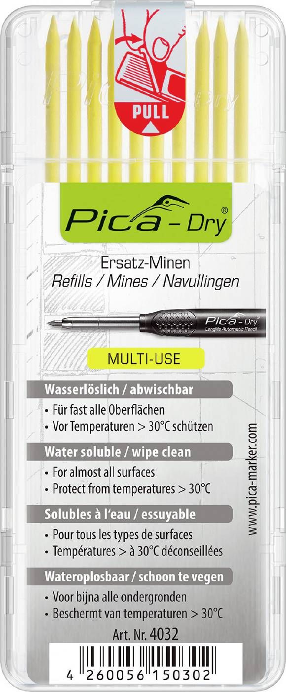 Grafīta serde Pica Dry; 125 mm; 10 gab.; dzeltena