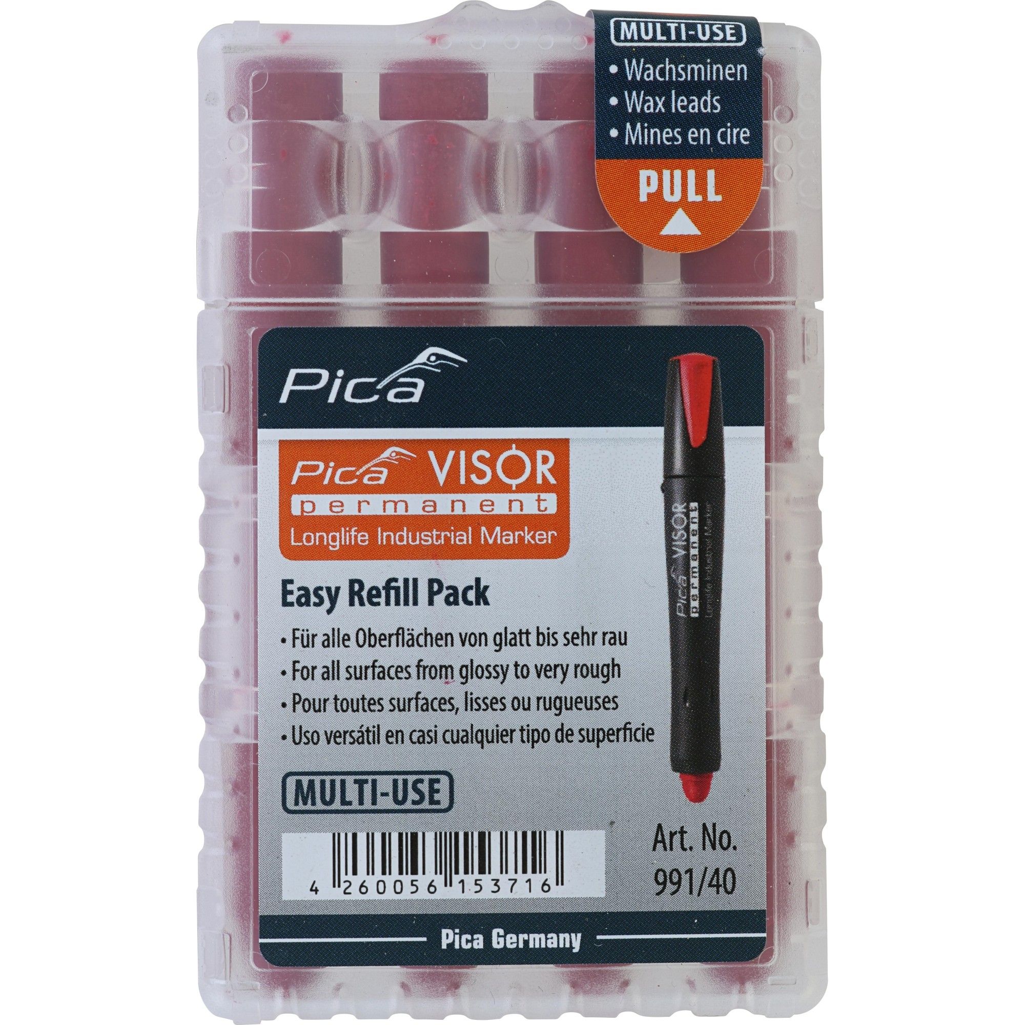 Grafīta serde Pica VISOR; 4 gab.; sarkanā krāsā