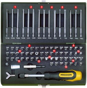 Uzgaļu komplekts Proxxon 1/4'' 75 daļu