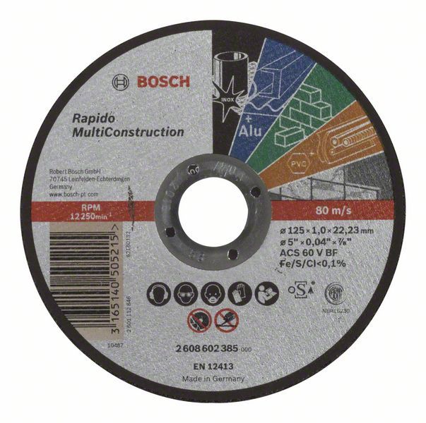 Abrazīvais griešanas disks Bosch C60 T BF; 125x1 mm