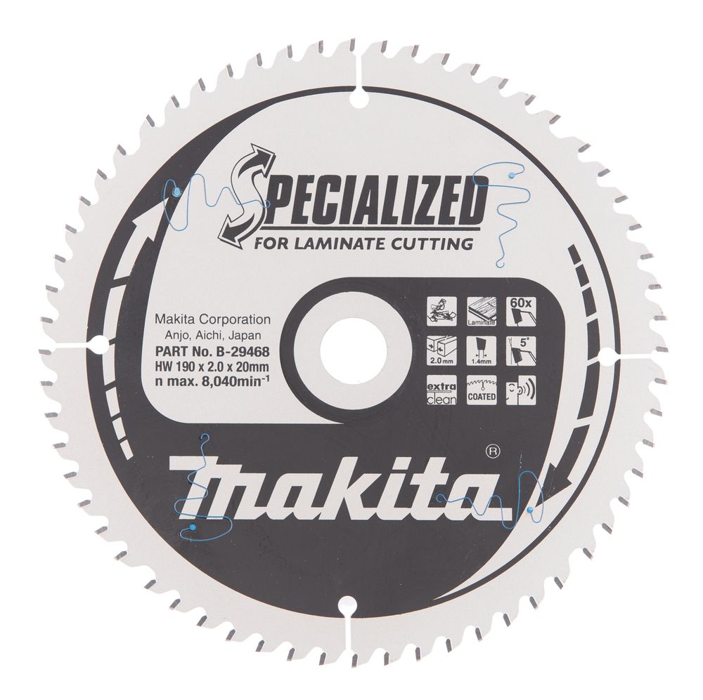 Griešanas disks laminātam Makita; 190x2x20,0 mm; Z60; 5°