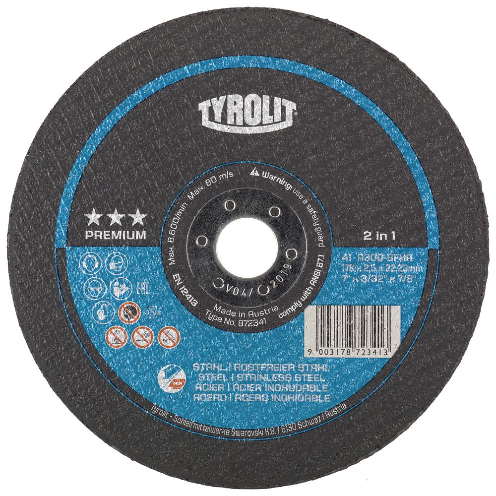 Abrazīvais griešanas disks Tyrolit A 30 Q BF XA; 230x2,5 mm; 1 gab.