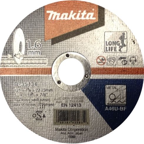 Abrazīvais griešanas disks Makita B-35134; 125x1,6 mm metālam