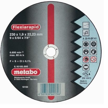 Abrazīvais griešanas disks Metabo; 230x1,9 mm metālam