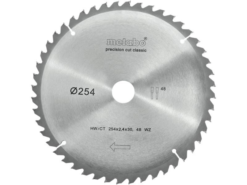 Griešanas disks kokam Metabo Classic; 254x2,4x30,0 mm; Z48; -5°