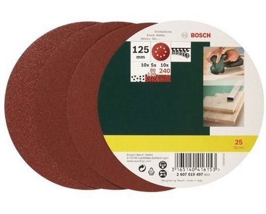 Smilšpapīrs 125 mm; K80-K240; 25 gab.