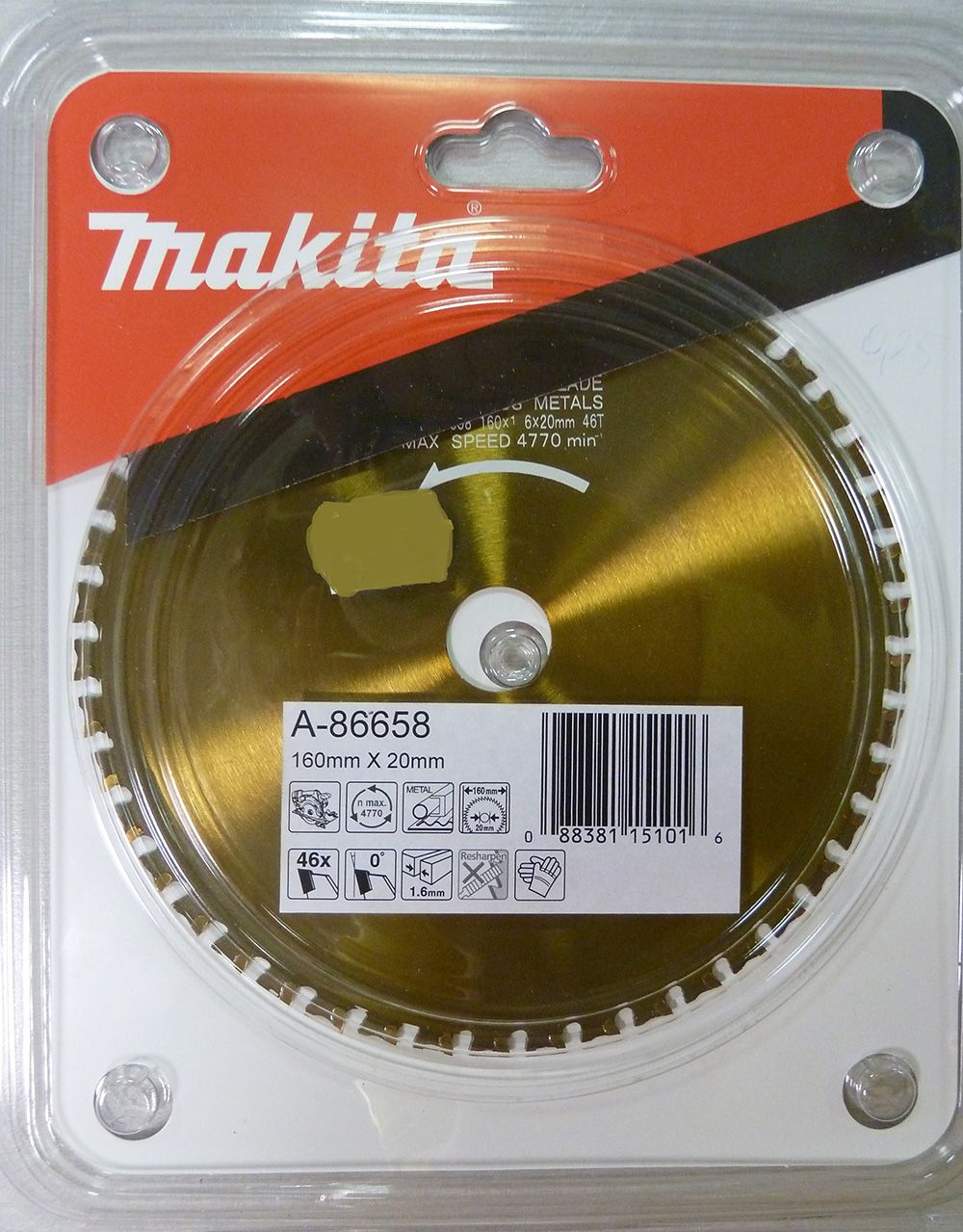 Griešanas disks metālam Makita; 160x1,6x20,0 mm; Z46; 0°