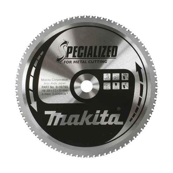 Griešanas disks metālam Makita; 305x2,3x25,4 mm; Z78; -5°