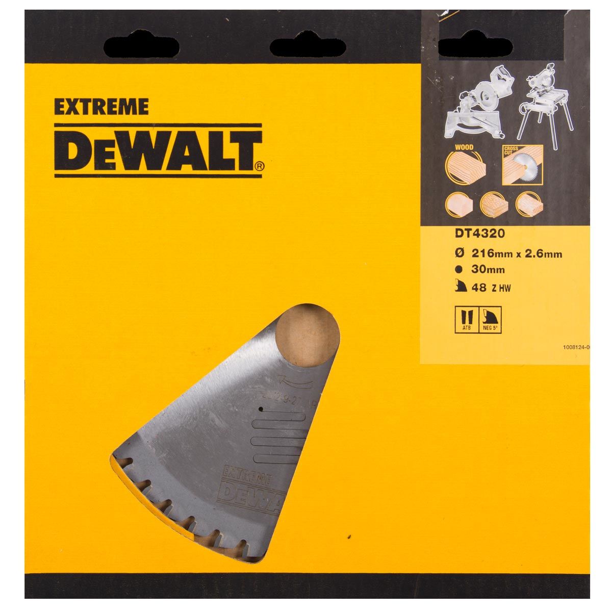 Griešanas disks kokam DeWalt; 216x2,6x30,0 mm; Z48; -5°