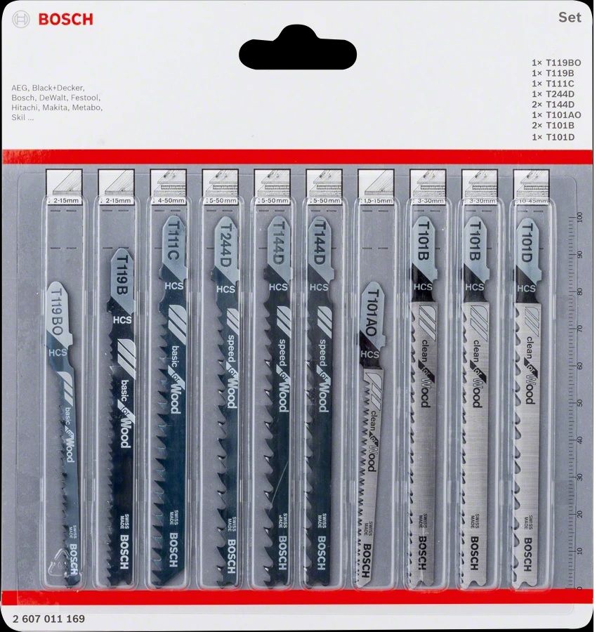 Figūrzāģa asmeņi Bosch Wood Expert; 10 gab.